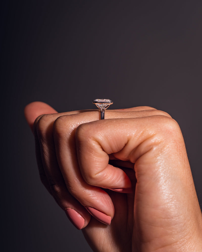 1.0- 2.30  CT Emerald E color Clarity CVD Diamond Bezel Solitaire Engagement Ring