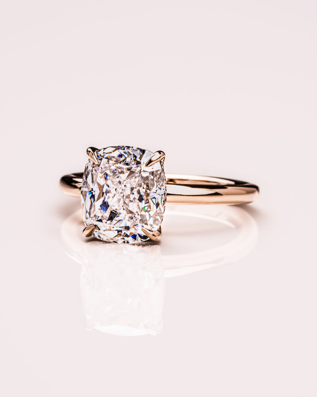 1.49-3.49 CT Cushion CVD Diamond Hidden Halo Engagement Ring
