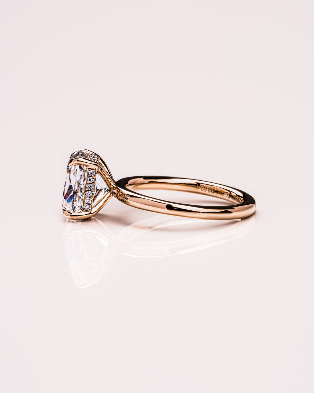 1.49-3.49 CT Cushion CVD Diamond Hidden Halo Engagement Ring