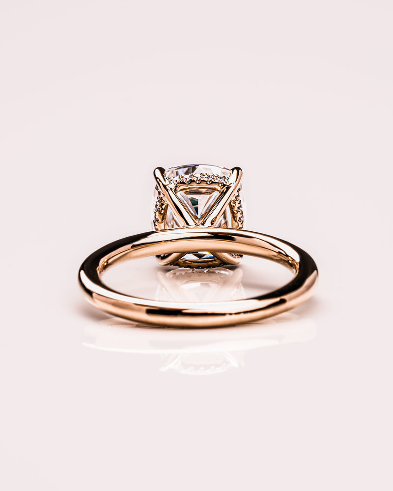 1.49-3.49 CT Cushion CVD Diamond Hidden Halo Engagement Ring