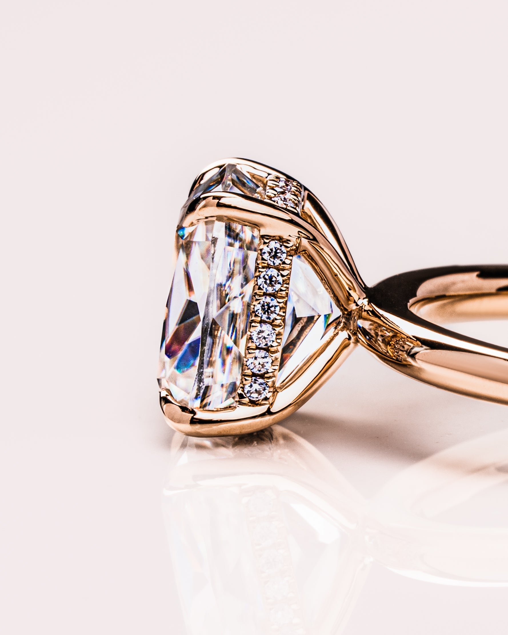 1.49-3.49 CT Cushion CVD Diamond Hidden Halo Engagement Ring