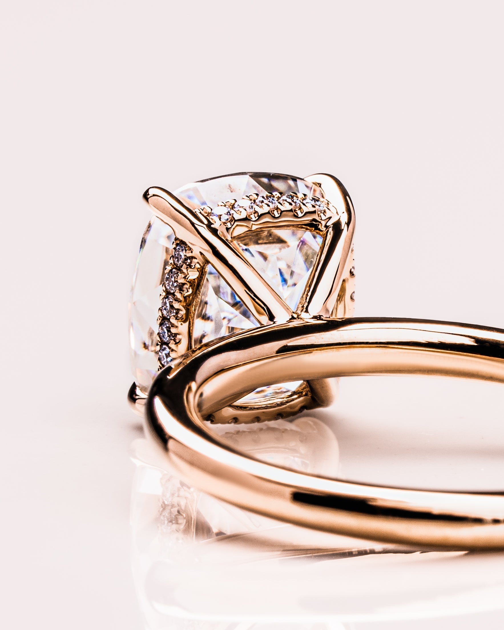 1.49-3.49 CT Cushion CVD Diamond Hidden Halo Engagement Ring