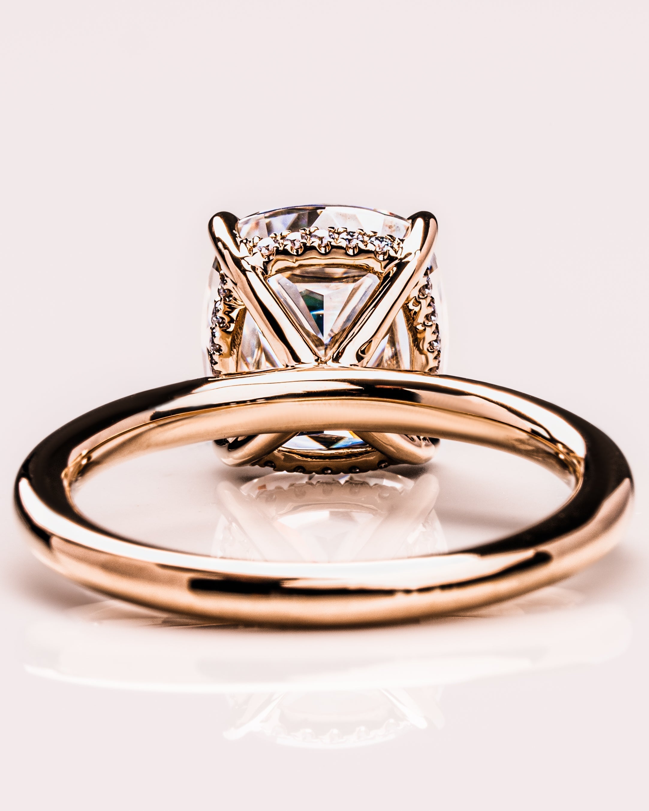 1.49-3.49 CT Cushion CVD Diamond Hidden Halo Engagement Ring