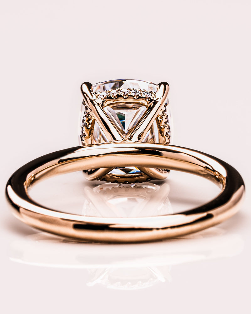 1.49-3.49 CT Cushion CVD Diamond Hidden Halo Engagement Ring