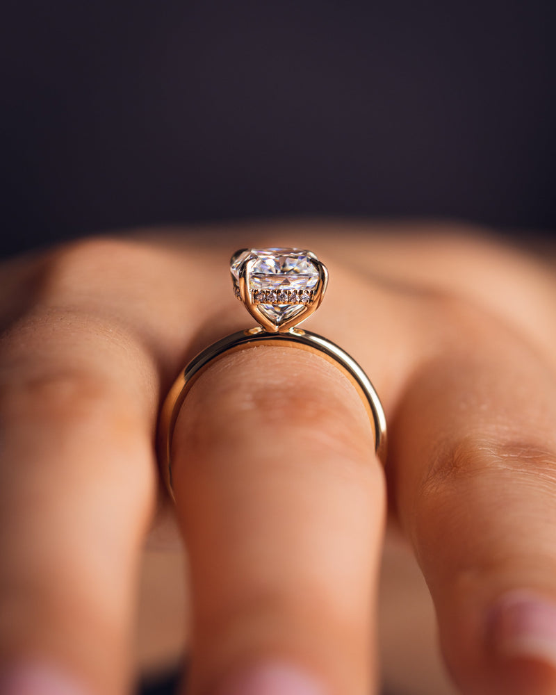 1.49-3.49 CT Cushion CVD Diamond Hidden Halo Engagement Ring