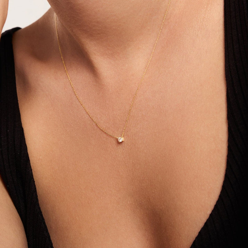 Tiny Round Solitaire Diamond Necklace for Women