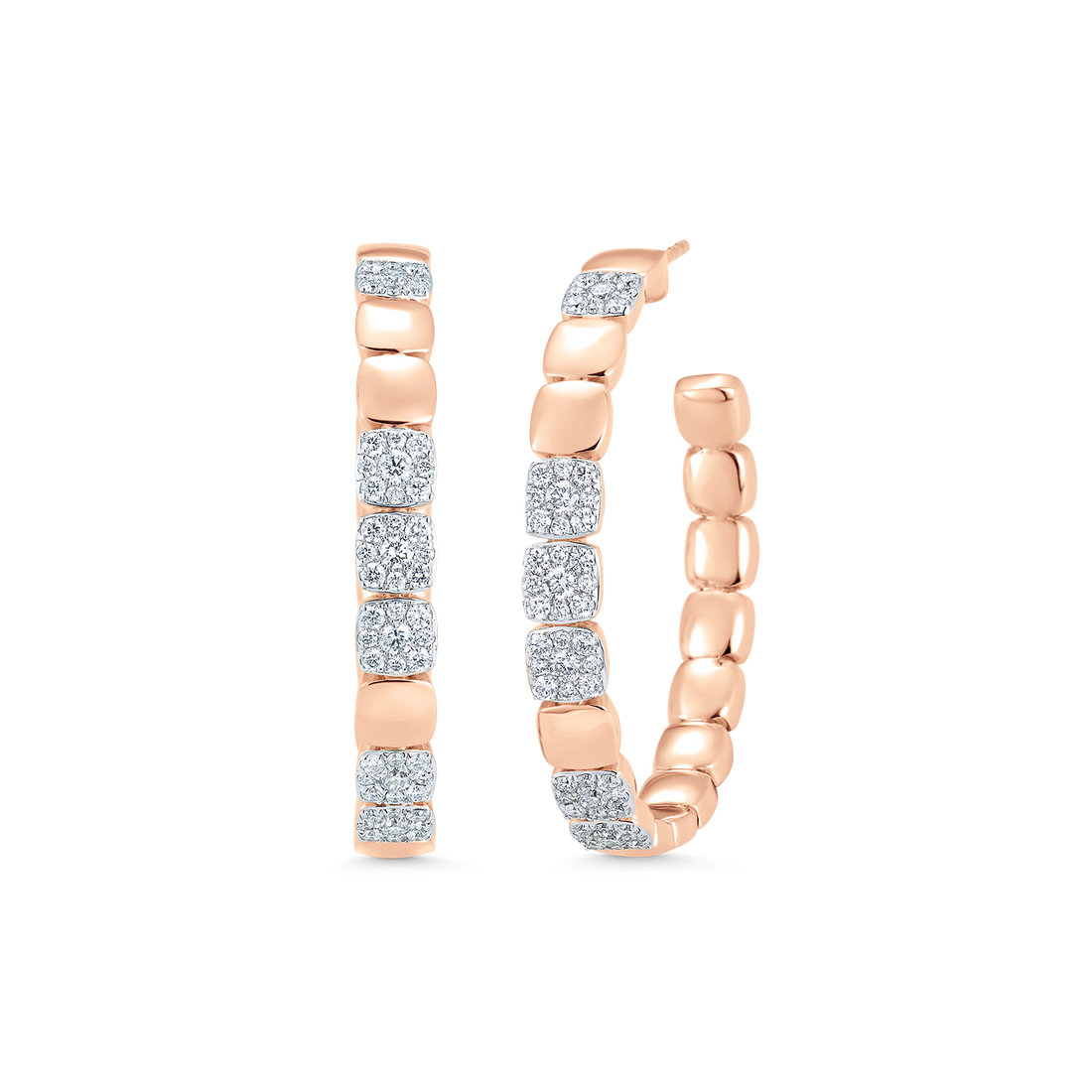 1.21 TCW Round Moissanite Diamond Beaded Hoop Earrings