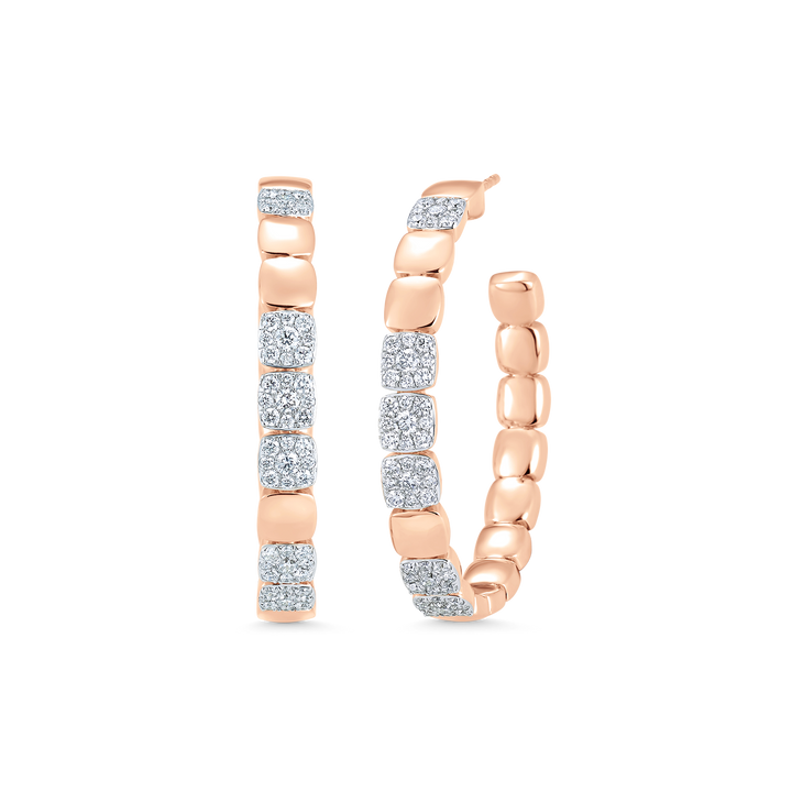 1.21 TCW Round Moissanite Diamond Beaded Hoop Earrings