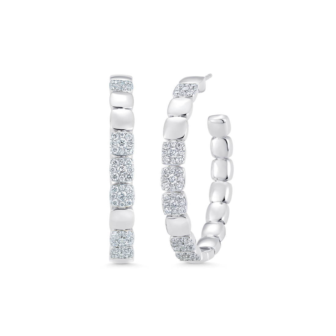 1.21 TCW Round Moissanite Diamond Beaded Hoop Earrings