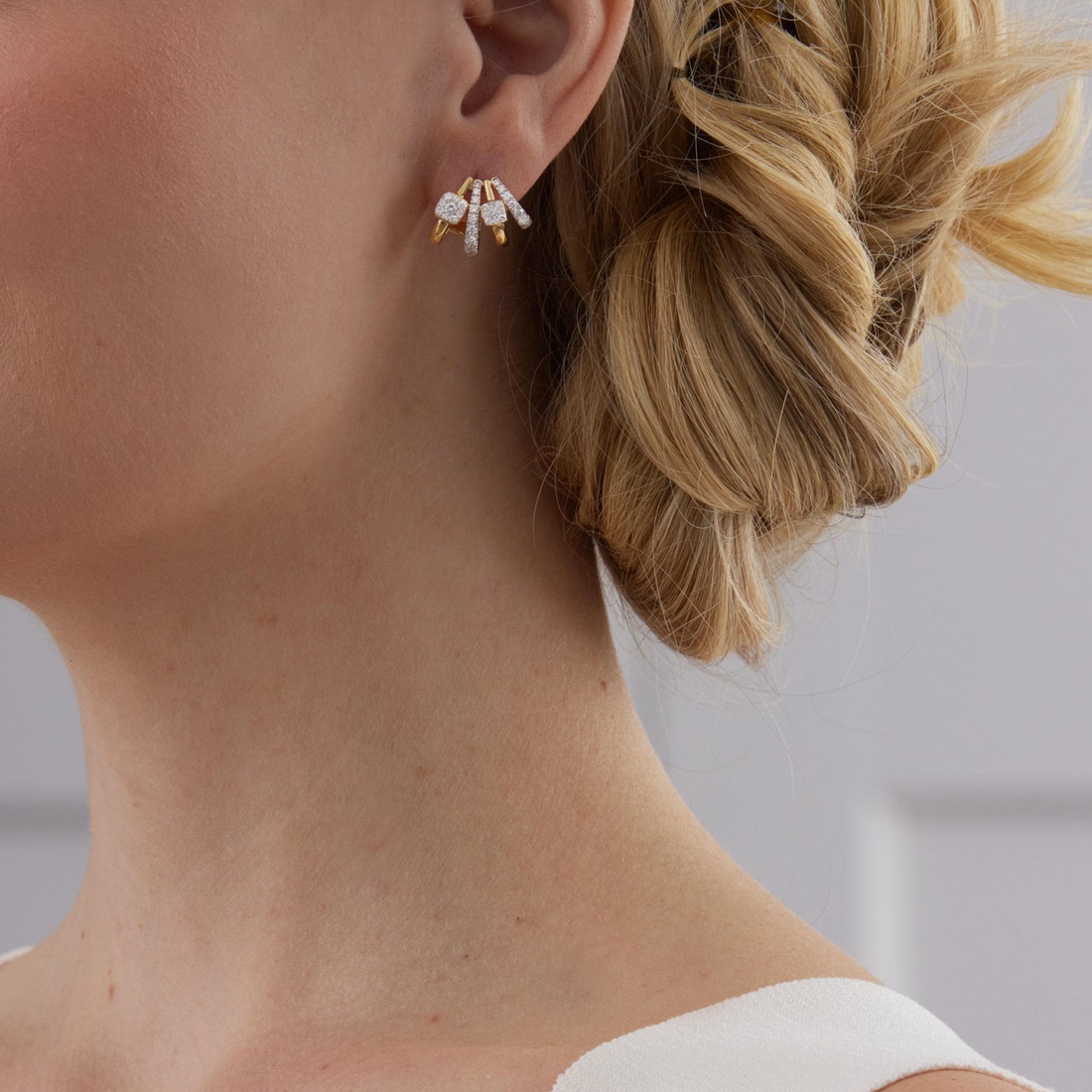 0.98 TCW Round Moissanite Diamond Ear Cuff Earrings