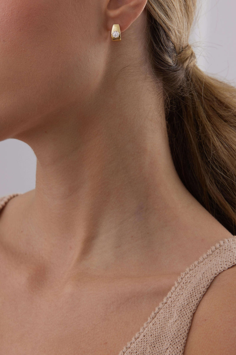 0.23 TCW Round Moissanite Diamond Huggie Earrings