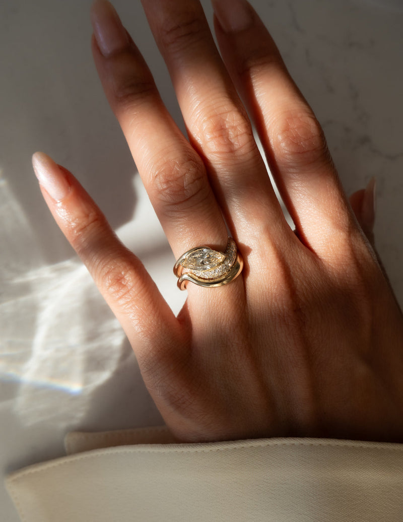 1.50CT-2.50CT Marquise Cut Moissanite Diamond Unique Pave Engagement Ring
