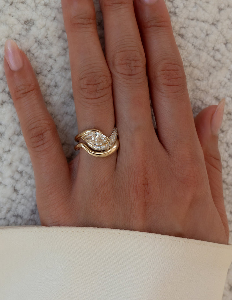 1.50CT-2.50CT Marquise Cut Moissanite Diamond Unique Pave Engagement Ring