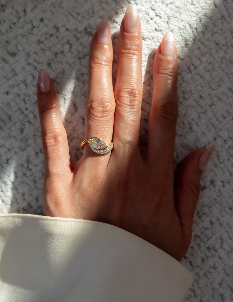 1.50CT-2.50CT Marquise Cut Moissanite Diamond Unique Pave Engagement Ring