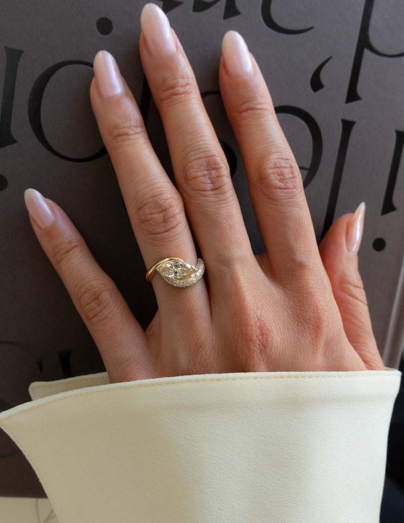 1.50CT-2.50CT Marquise Cut Moissanite Diamond Unique Pave Engagement Ring
