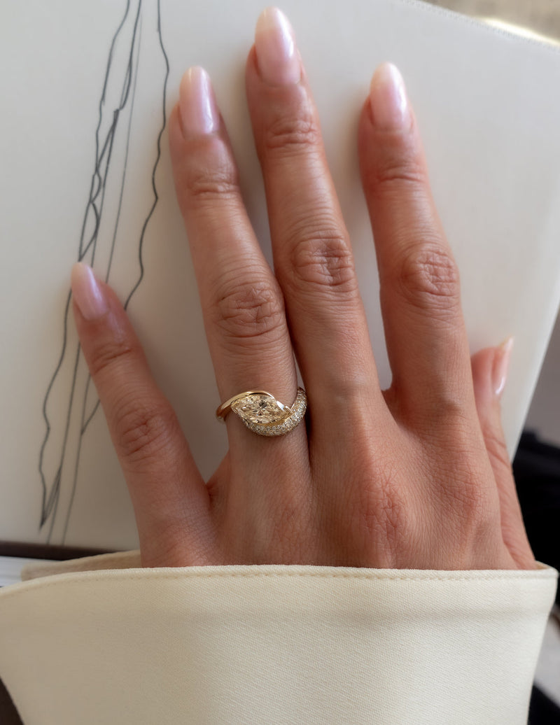 1.50CT-2.50CT Marquise Cut Moissanite Diamond Unique Pave Engagement Ring