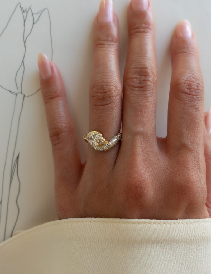1.50CT-2.50CT Marquise Cut Moissanite Diamond Unique Pave Engagement Ring