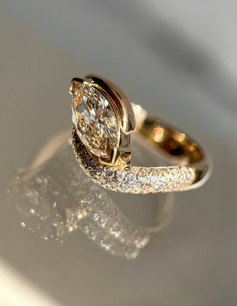 1.50CT-2.50CT Marquise Cut Moissanite Diamond Unique Pave Engagement Ring