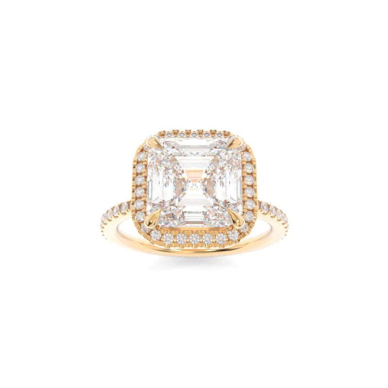 2.03CT Asscher Cut Moissanite Halo Engagement Ring