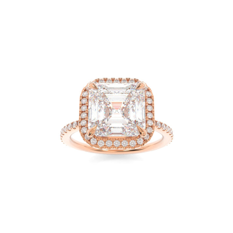 2.03CT Asscher Cut Moissanite Halo Engagement Ring