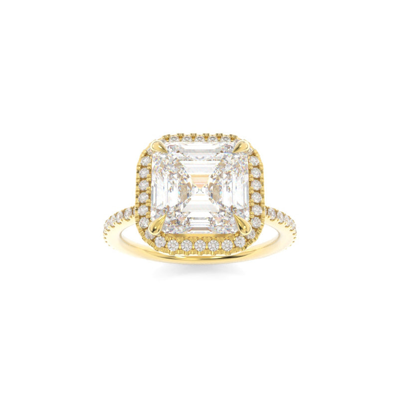 2.03CT Asscher Cut Moissanite Halo Engagement Ring