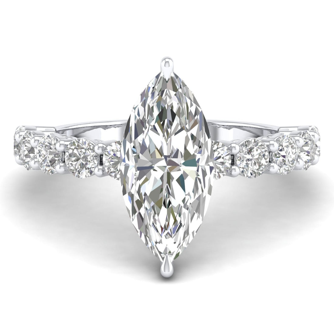 3.0 - 7.0 CT Marquise CVD Diamond Hidden Halo & Pave  Engagement Ring