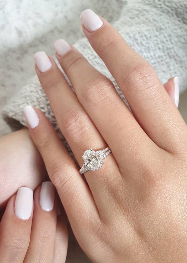 1.50ct Oval Cut Cluster Style Moissanite Engagement Ring