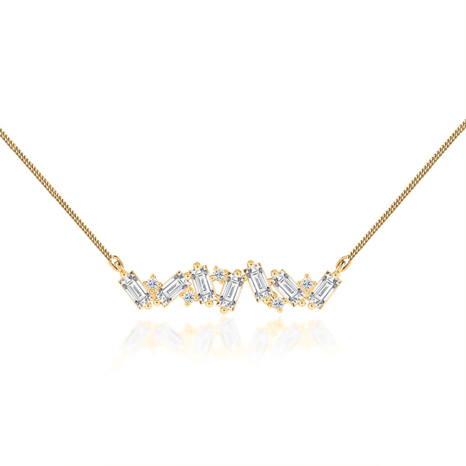 1.0 TCW Emerald & Round Moissanite Diamond Cluster Style Necklace