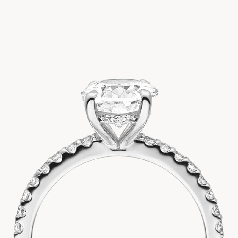 1.50 - 3.50 CT Oval Cut CVD Diamond Pave Setting Engagement Ring