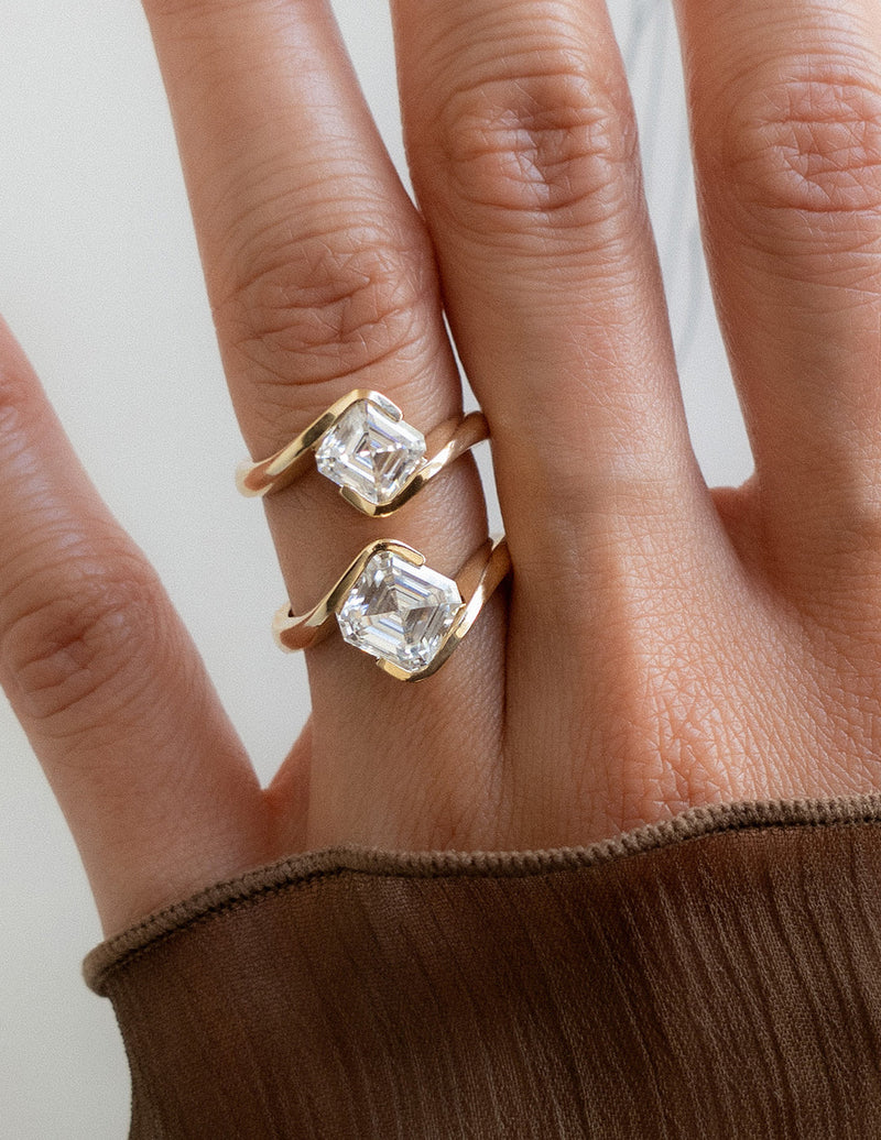 1.0CT-2.0CT Asscher Cut Moissanite Antique Engagement Ring