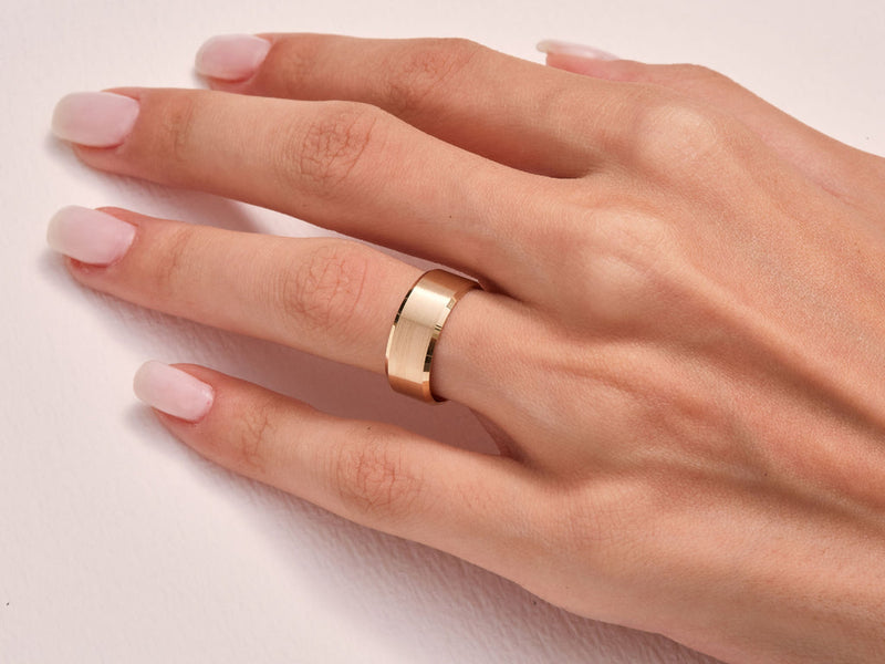 7mm Matte Brushed Beveled Edge Men's Wedding Band