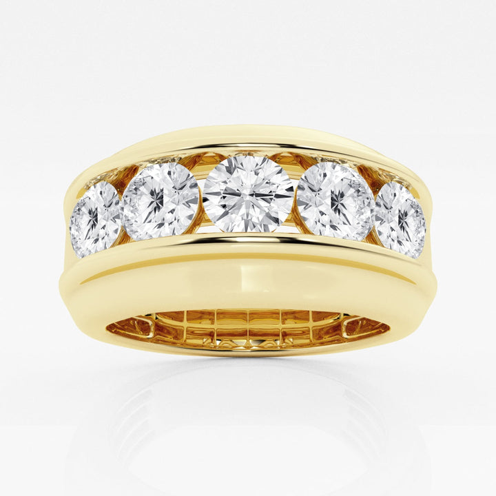 10mm Round Cut Lab Grown Five Stone Men's Wedding Band