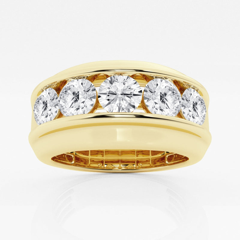 10mm Round Cut Lab Grown Five Stone Men's Wedding Band