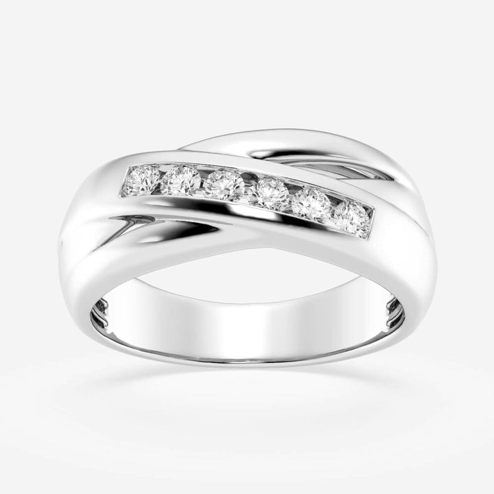 4mm Round Cut Lab Grown Crossover Channel Set Men's Wedding Band