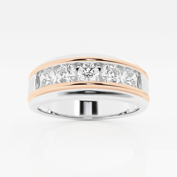 4.5mm Round Cut Lab Grown Five Stone Men's Wedding Band