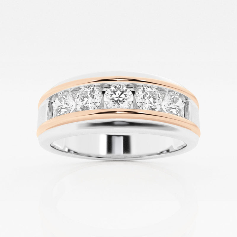 4.5mm Round Cut Lab Grown Five Stone Men's Wedding Band