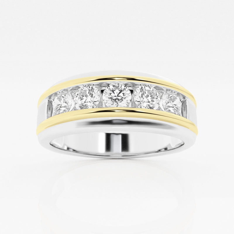 4.5mm Round Cut Lab Grown Five Stone Men's Wedding Band