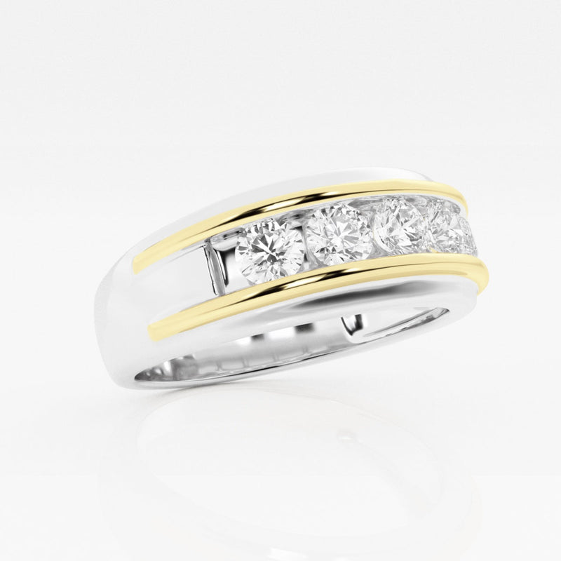 4.5mm Round Cut Lab Grown Five Stone Men's Wedding Band