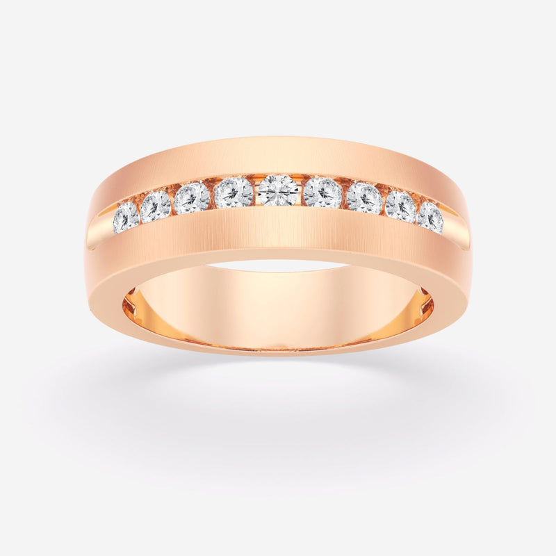 5mm Round Cut Channel Set Lab Grown Men's Wedding Band