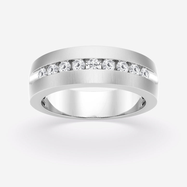 5mm Round Cut Channel Set Lab Grown Men's Wedding Band