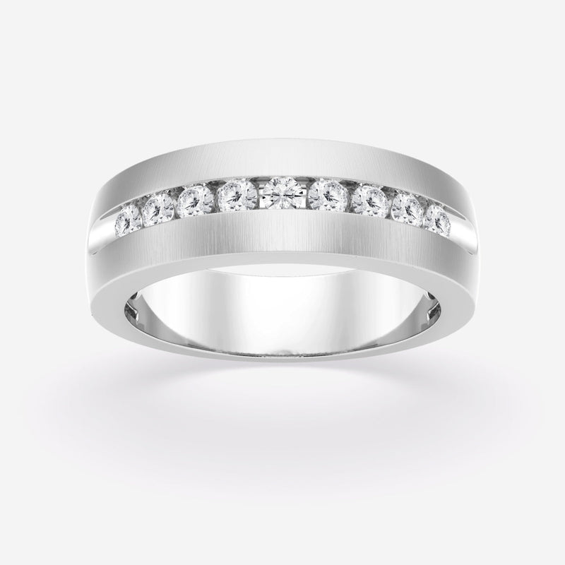 5mm Round Cut Channel Set Lab Grown Men's Wedding Band