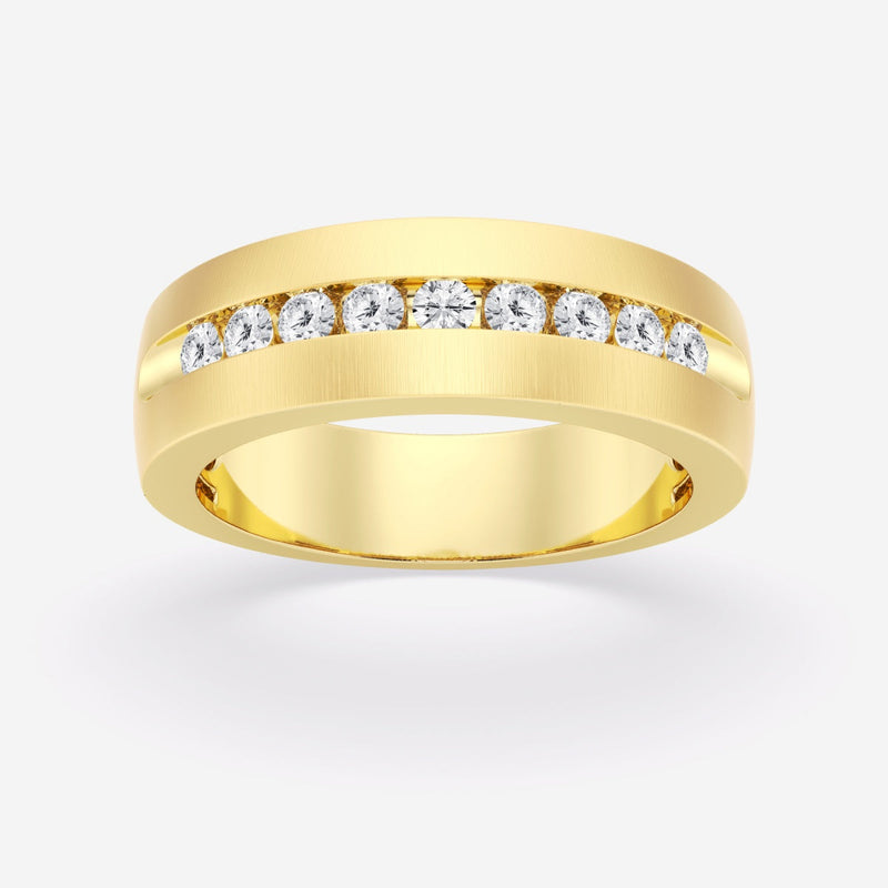 5mm Round Cut Channel Set Lab Grown Men's Wedding Band