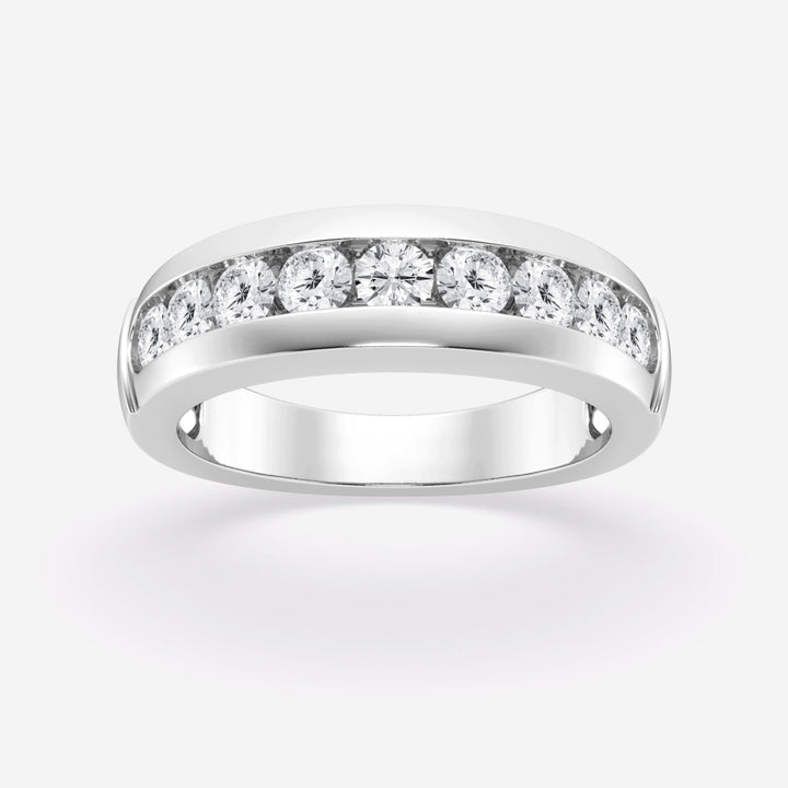 5.5mm Round Cut Lab Grown Nine Stone Men's Wedding Band