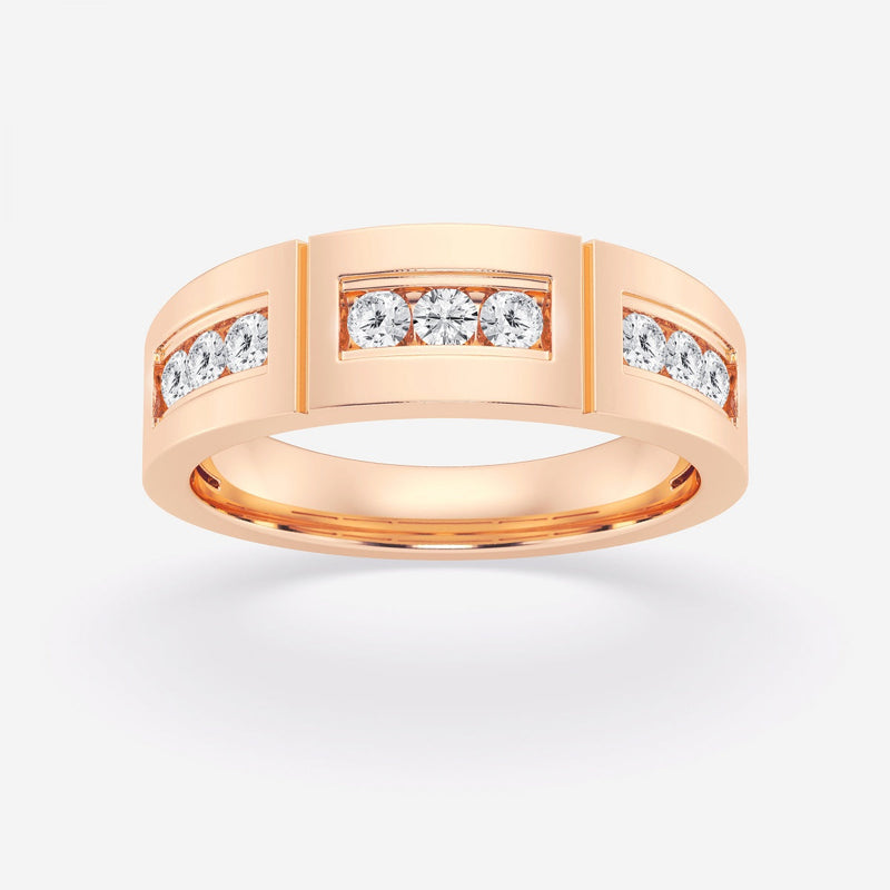 4mm Round Cut Lab Grown Channel Set Men's Wedding Band