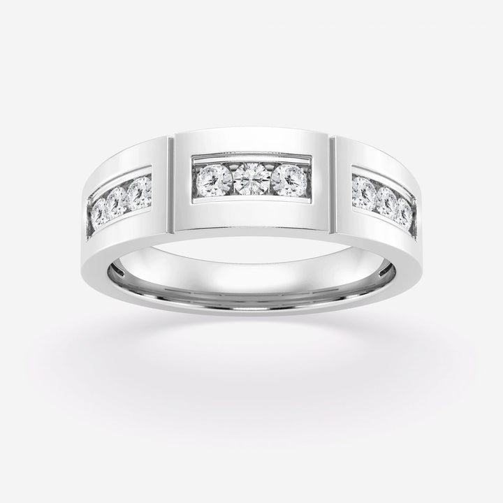 4mm Round Cut Lab Grown Channel Set Men's Wedding Band