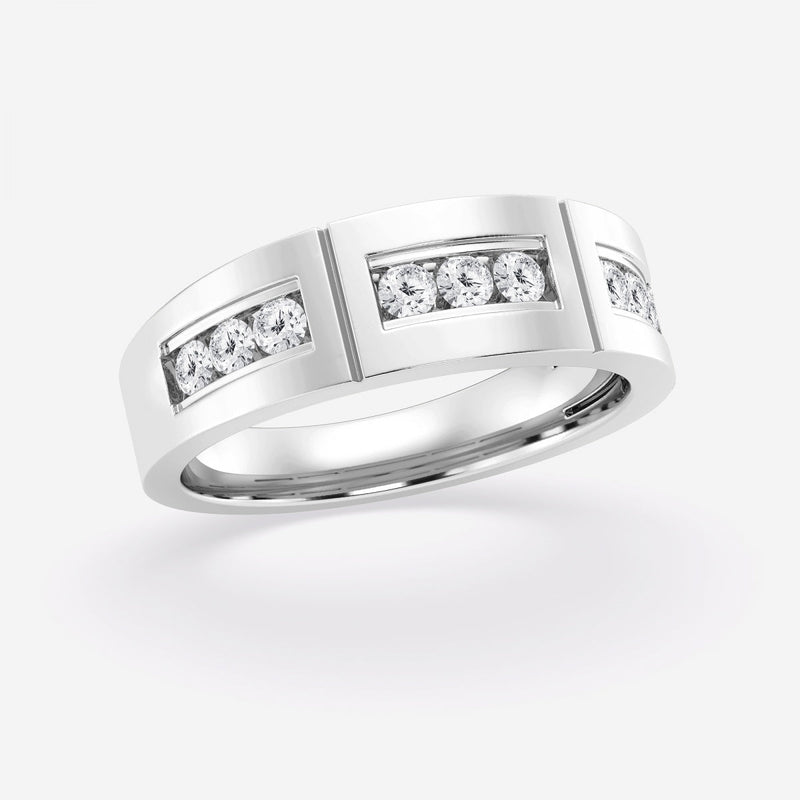 4mm Round Cut Lab Grown Channel Set Men's Wedding Band