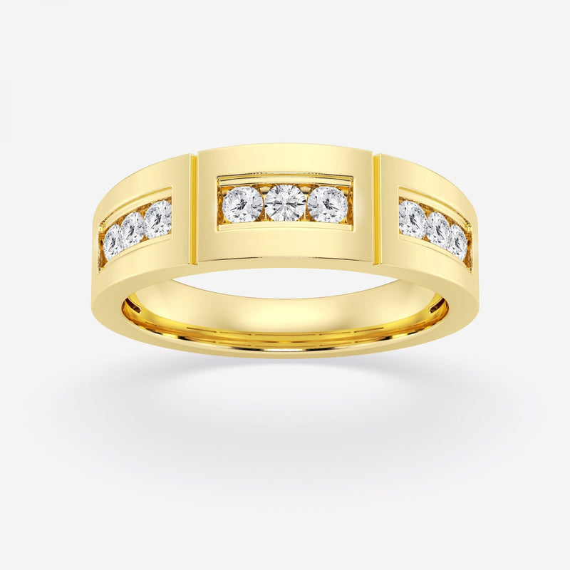 4mm Round Cut Lab Grown Channel Set Men's Wedding Band