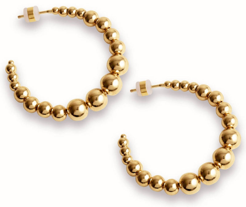 Beaded Gold Hoops for Women