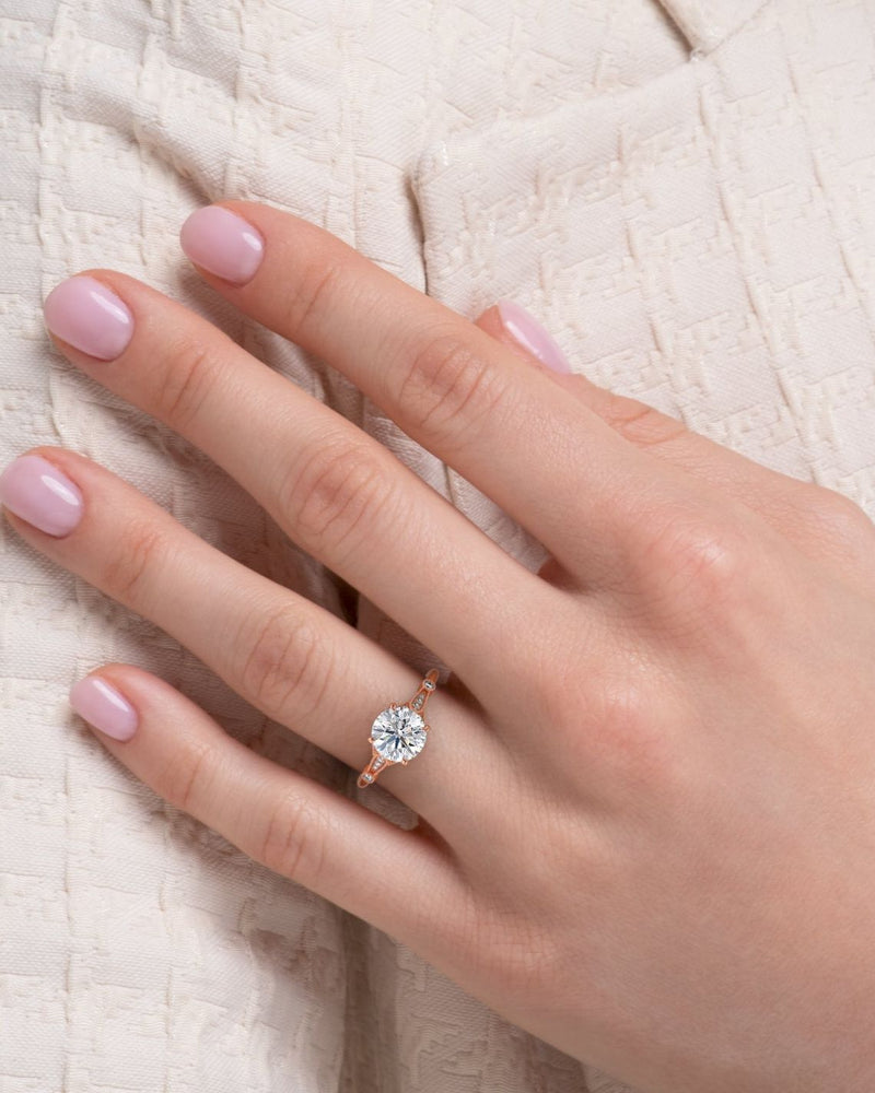 2.0 - 4.0 CT Round Cut CVD Diamond Milgrain Engagement Ring