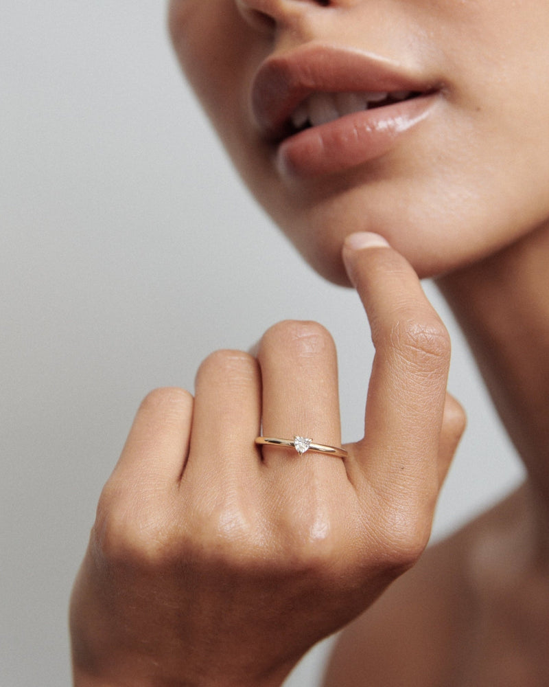 0.15 CT Heart Shape Solitaire Style Engagement Ring